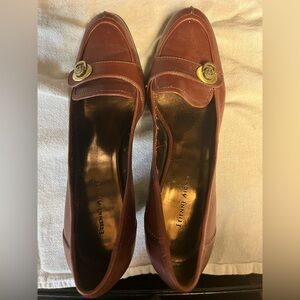 Etienne Aigner Women's Tan Loafers with Gold Buckle